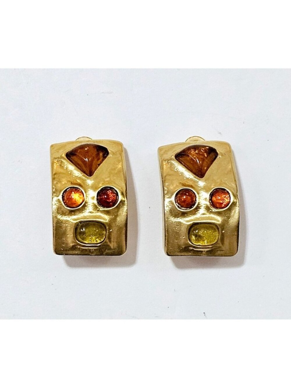 Vintage 1980s Les Bernard Modernist Clip On Earrings